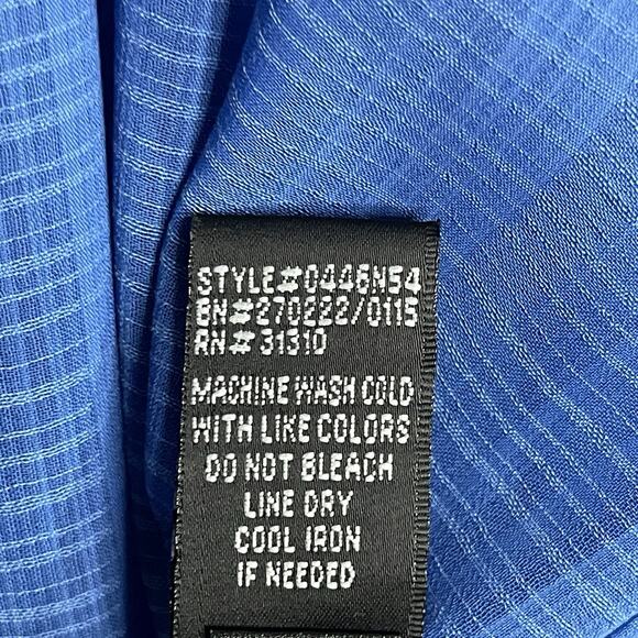 Alyx Peasant Blouse Blue Sheer Flowy Crochet Trim Quarter Sleeves Size Large - Picture 8 of 8